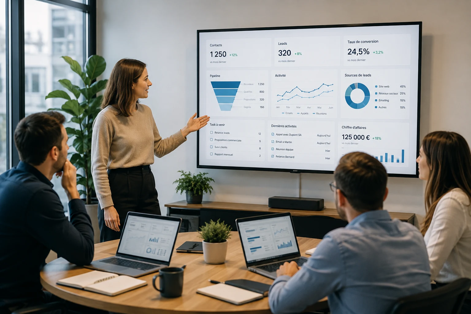 Collaboration d'une équipe en agence CRM