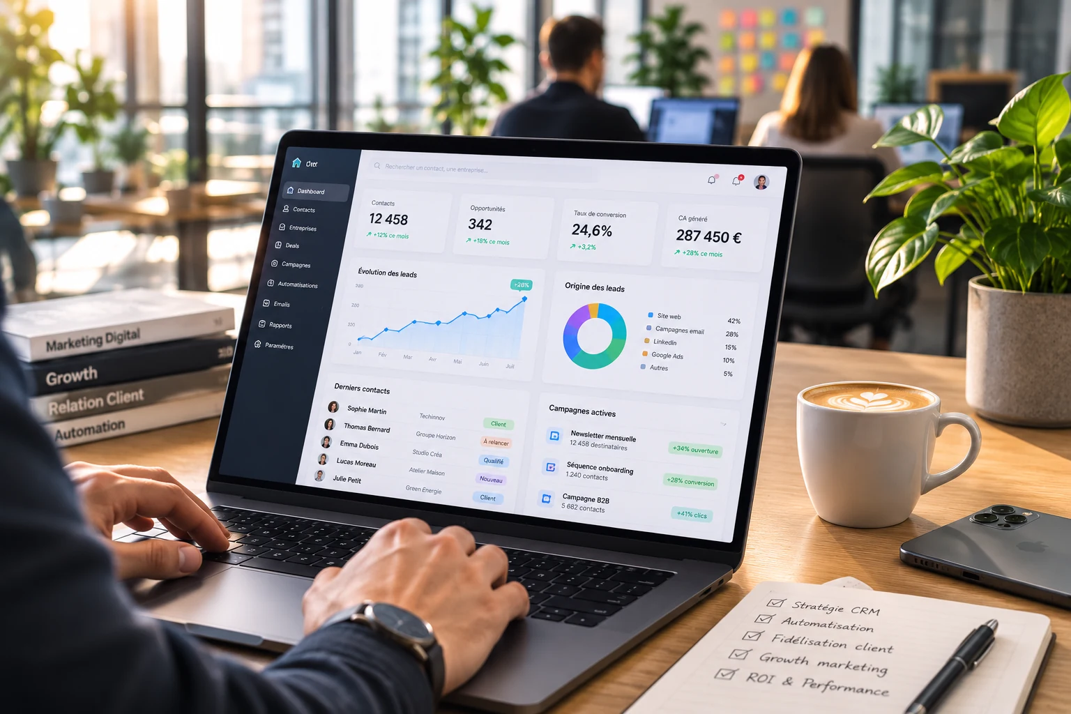 Gestion des campagnes crm sur laptop