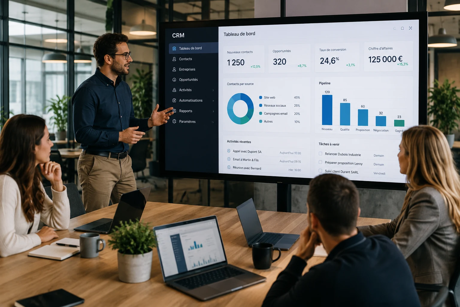 Présentation des performances CRM à une équipe